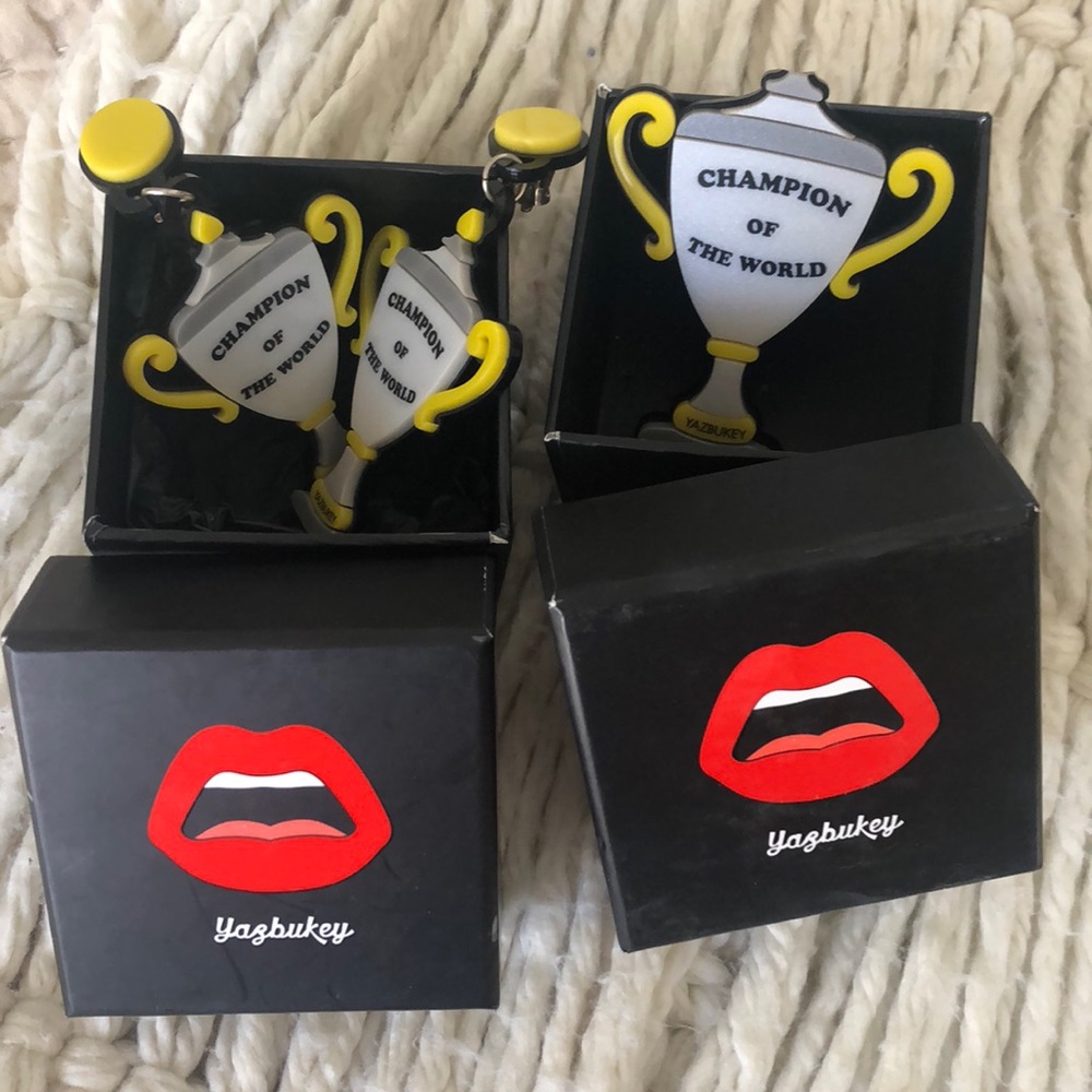 Yasbukey “Champion of the World” earrings and pin